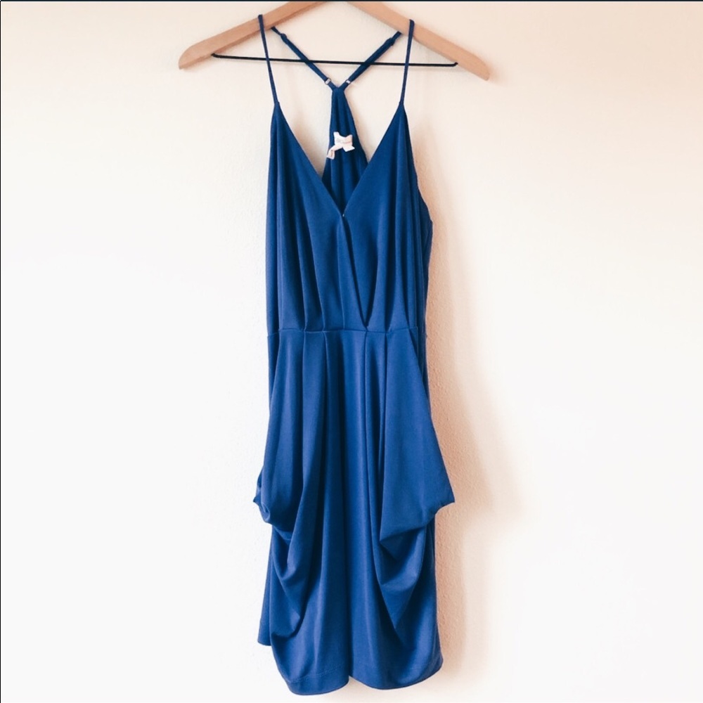 BCBG Generation Blue Strappy Dress with pockets